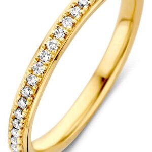 Damesring goud met briljantrij in pavézetting 0.17 crt.